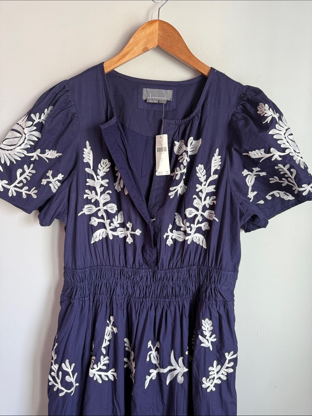 NEW ANTHROPOLOGIE EMBROIDERED SOMERSET MAXI DRESS LARGE - in Navy Large - Picture 5 of 8